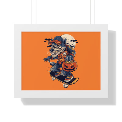 Skateboarding Wolf Poster