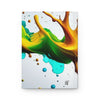 Colorful matte hardcover journal with vibrant paint splash design on the cover, ideal for personal journaling.
