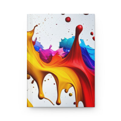 Colorful matte hardcover journal with splash of paint design on the cover, perfect for personal journaling.