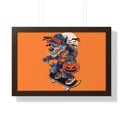 Skateboarding Wolf Poster
