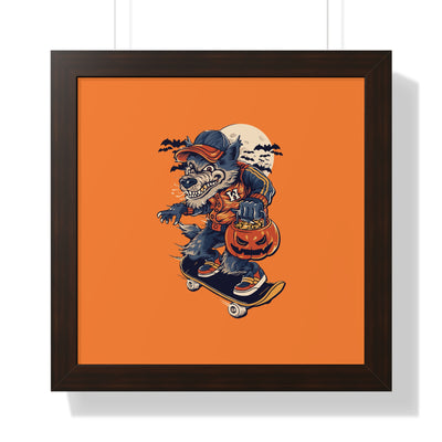 Skateboarding Wolf Poster