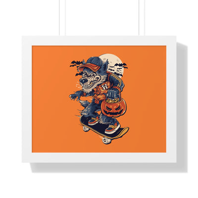 Skateboarding Wolf Poster
