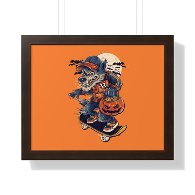 Skateboarding Wolf Poster
