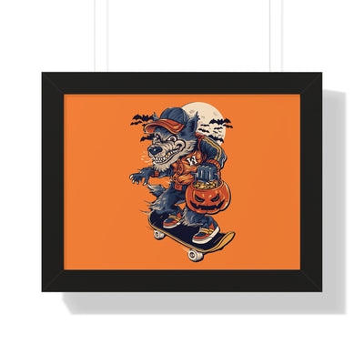 Skateboarding Wolf Poster