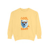 "Yellow unisex sweatshirt with cool bear graphic and sunglasses"